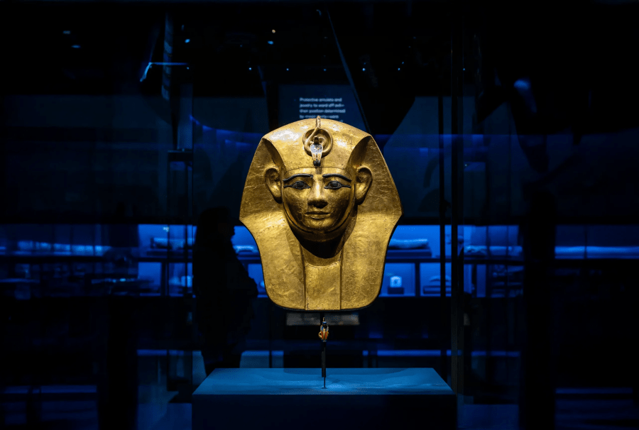 The mask of King Amenemope at Ramses Exhibition London
